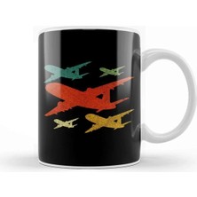 Dekado Retro Airplane Vintage Pilot Flying Kupa Bardak Porselen