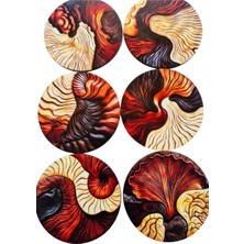 Lodos Tasarım Atölyesi Lodos 6 Adet Ahşap Doku Desenli Mdf Bardak Altlığı Seti 9 cm Dekoratif Coaster