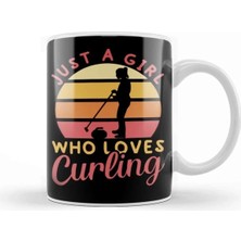Dekado Girl Who Loves Curling Player Team Coach Curling Stones Kupa Bardak Porselen
