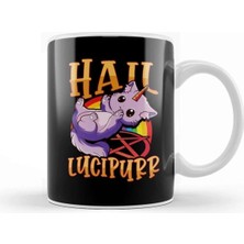 Dekado Cute & Funny Satanic Hail Lucipurr Rainbow Kitty Kupa Bardak Porselen