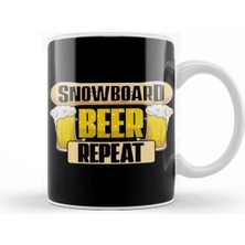 Dekado Snowboard Beer Repeat Funny Snowboarder Party Kupa Bardak Porselen