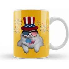 Dekado Cat 4th Of July Gift Independence Day Kupa Bardak Porselen
