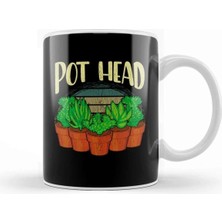 Dekado Funny Pot Head Gardening & Plant Obsessed Pun Kupa Bardak Porselen