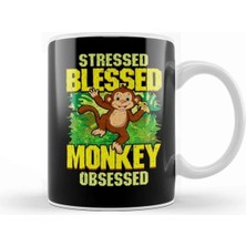 Dekado Cute & Funny Cute Stressed Blessed Monkey Obsessed Kupa Bardak Porselen