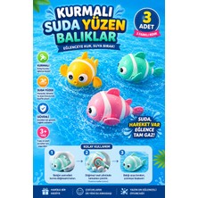 ZFN Kurmalı Yüzen Balık Su Küvet Oyuncağı Bebek Banyo Eğlencesi 3 Adet