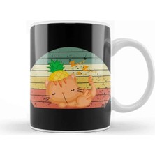 Dekado Pineapple And Cat Retro Vintage Kupa Bardak Porselen