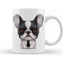Dekado Brindle Pied French Bulldog Wearing A Tie Kupa Bardak Porselen