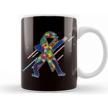 Dekado Autism Awareness Ribbon Dabbing Puzzle Support Autistic Kupa Bardak Porselen