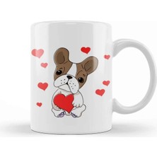 Dekado French Bulldog With Hearts Cartoon Pug Kupa Bardak Porselen