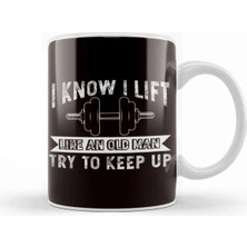 Dekado Weightlifting Like Old Man Bodybuilding Barbell Workout Kupa Bardak Porselen