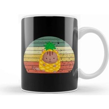 Dekado Vintage Pineapple And Cat Lover Kupa Bardak Porselen