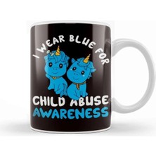 Dekado Child Abuse Prevention Month Blue Ribbon Awareness Support Kupa Bardak Porselen