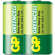 Uravas Store Gp 13G R20  Greencell D (Büyük) Boy 2li Çinko Karbon Pil