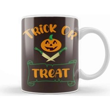 Dekado Trick Or Treat Pumpkin Head Typography Kupa Bardak Porselen