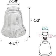 Defne Store 23080-4A Geçişli Şeffaf Fitilli Tavan Vantilatörü Yedek Cam Gölge, 6,5 cm Takıcı, 10,6 cm Çap x 10,16 cm Yükseklik, 4 Paket