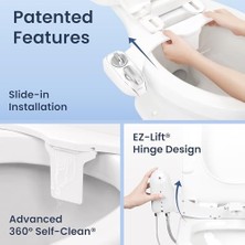 Defne Store Bidet Neo 320 Plus – Yeni Nesil Su Bide Klozet Kapağı Eklentisi, Yenilikçi Ez-Kaldırma Menteşeleri, Çift Nozullu ve 360° Kendini Temizleme Modu (Beyaz)