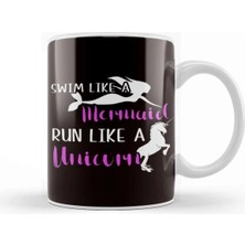 Dekado Swim Like Mermaid Run Like Unicorn Swimmer Runner Athlete Kupa Bardak Porselen