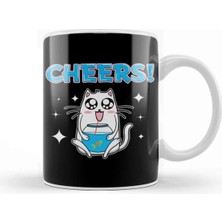 Dekado Cute Cheers Cat Drinking Fishbowl Beer Drinker Kupa Bardak Porselen