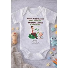 Eydu Baby Organik Pamuk Teddy Bear Breakdance Baskılı Bebek Body Kısa Kollu Badi Çıtçıtlı Zıbın