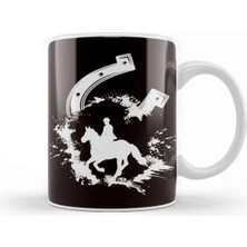 Dekado Horseshoe Cowboy Horse Riding Equestrian Sport Dressage Kupa Bardak Porselen