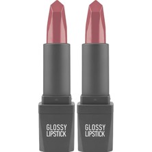 Defne Store Uzun Süre Kalıcı Yoğun Renk Veren Nemlendirici Parlak Ruj - Glossy Lipstick 312 Rose (2 Paketi)