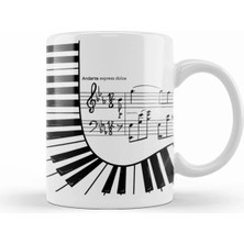 Dekado Piyano Müzik Notaları Kupa Bardak Porselen