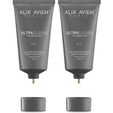 Defne Store Ultra Kapatıcı Nemlendirici SPF35 Faktör ve E & C Vitaminli Fondöten - Ultracloser Foundation 03 (2 Paketi)