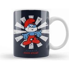 Dekado Papa Smurf Retro Japanese Kupa Bardak Porselen