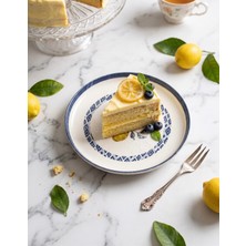 Maia Porselen 6'lı 19 cm Şef Modern Limon Dalı Baskılı Pasta Tabağı Seti