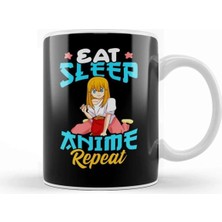 Dekado Eat Sleep Anime Repeat Cute Anime Obsessed Kupa Bardak Porselen
