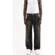 Machinist Erkek Pigment Kaplama Efektli Baggy Jean Pantolon Ocean Fade