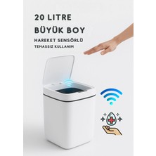 Eco Lounge 20L Akıllı Sensörlü Çöp Kovası Uv Işık Koku Geçirmez Mutfak Banyo Ofis Için