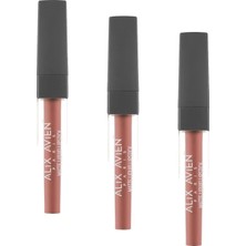 Defne Store Uzun Süre Kalıcı Kadifemsi Kuruma Yapmayan Mat Likit Ruj - Lipstick 502 Peachy Nude (3 Paketi)