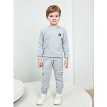 Luggi Baby Bisiklet Yaka Baskılı Erkek Çocuk Sweatshirt ve Eşofman Alt 2'li Takım