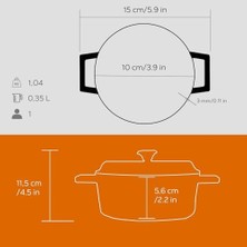Defne Store Lava Metal Döküm Mini Tencere, 10 Cm, 0.35 L Hacim, Turuncu