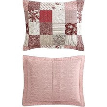 Defne Store Ashley - Kraliçe Yorgan Seti, Ters Çevrilebilir Pamuklu Yatak Örtüleri, Kırk Yama Işi Esinlenen Ev Dekoru (Celina Patchwork Kırmızı, Kraliçe)