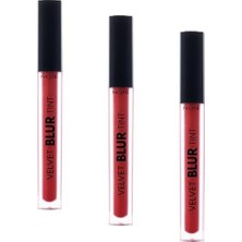 Defne Store Cosmetics Velvet Blur Tint Kadife Bitişli Nemlendirici Mat Ruj - 05 Red - Pembe (3 Paketi)