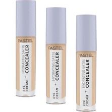 Defne Store Pastel Eye Cream + Hydrating Satin Concealer - Göz Kremi + Göz Altı Kapatıcısı, 64 Medium Light, 4,3 ml (3 Paketi)