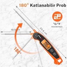 Defne Store TP605W Ipx6 Su Geçirmez, Katlanabilir Problu ve Arkadan Aydınlatmalı Ekranlı Anında Okunan Dijital Et ve Gıda Termometresi