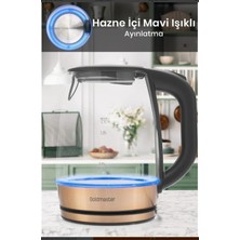 Defne Store Su Isıtıcı, 1.7 L, Pembe, Cam, Kettle, 220-240V, Rose, 2200W