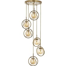 Defne Store AV-60291-6ET Eskitme Kaplama Modern Avize E14 Metal Cam 40CM