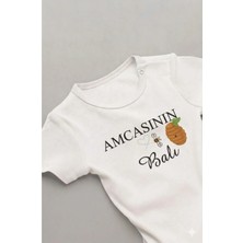 Eydu Baby Dünya Bir Yana Amcam Bir Yana Yazılı Bebek Body Badi Çıtçıtlı Zıbın
