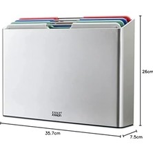 Defne Store Folio 4'lü Doğrama Tahtası Seti, Organize Saklama Için Ince Kılıf, Large- Gümüş/sahil