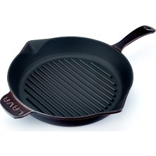 Defne Store Lava Premium Serisi - Döküm Izgara Tavası, Yuvarlak, 28 Cm, Yekpare Saplı,, Majolik Mor