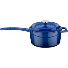 Defne Store Lava Döküm Yuvarlak Sos Tenceresi Metal Saplı 16 Cm, Mavi