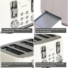 Defne Store Gem 4 Dilim Ekmek Kızartma Makinesi – 1800 W, Çift Kontrol Paneli | Vanilya Krem