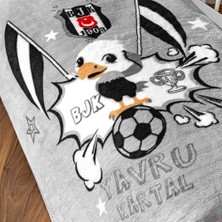 Defne Store Klasik Taraftar Desenli Pamuk-Polyester Karışım Battaniye, Siyah, Beyaz, Bebek