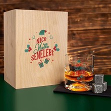 Defne Store Yeni Yıl Mesajlı Ahşap Kutulu Viski Kadeh Seti
