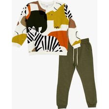 Luggi Baby Bisiklet Yaka Baskılı Erkek Çocuk Sweatshirt ve Eşofman Alt 2'li Takım