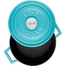 Defne Store Lava Metal Spring Serisi - Döküm Tencere, Yuvarlak, 24 Cm, Mat, Parlak Siyah Taban, Kırmızı